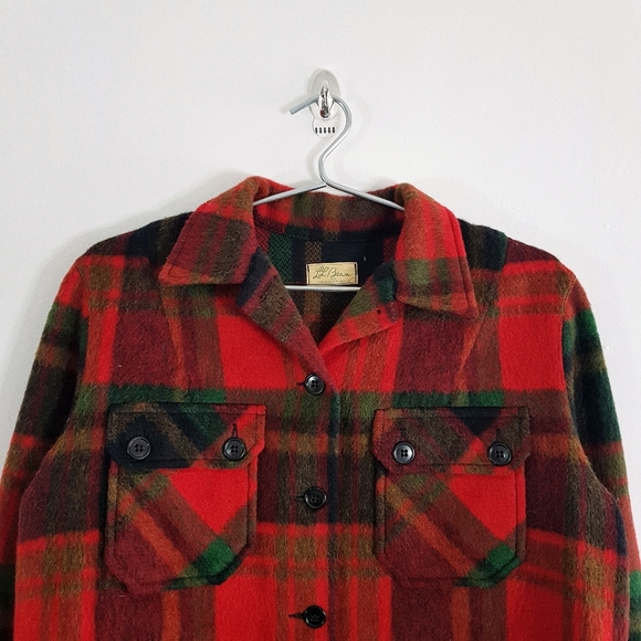 Vintage 1970s L.L.Bean wool Chequered over Shirt - Size Small / Boxy Fit - Picture 2 of 5